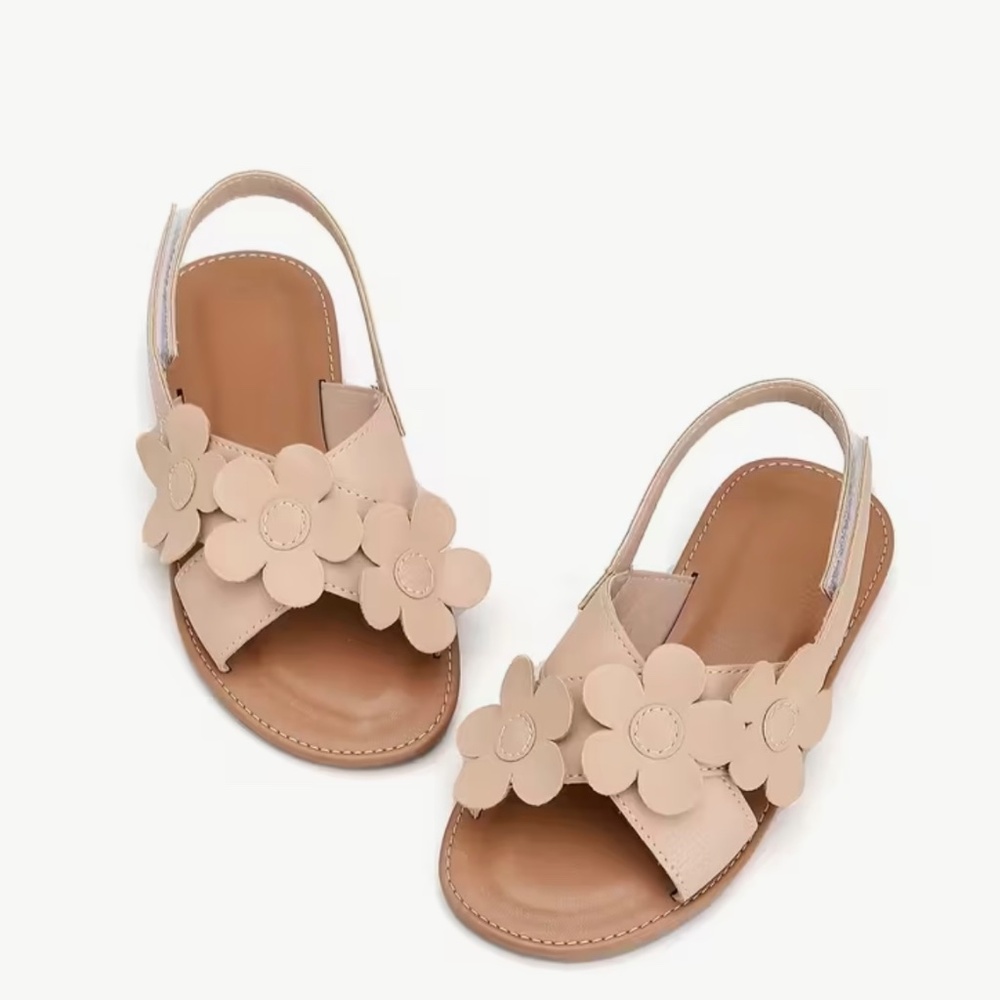 Girls' sandals with flowers and side touch - Picture 10 of 15